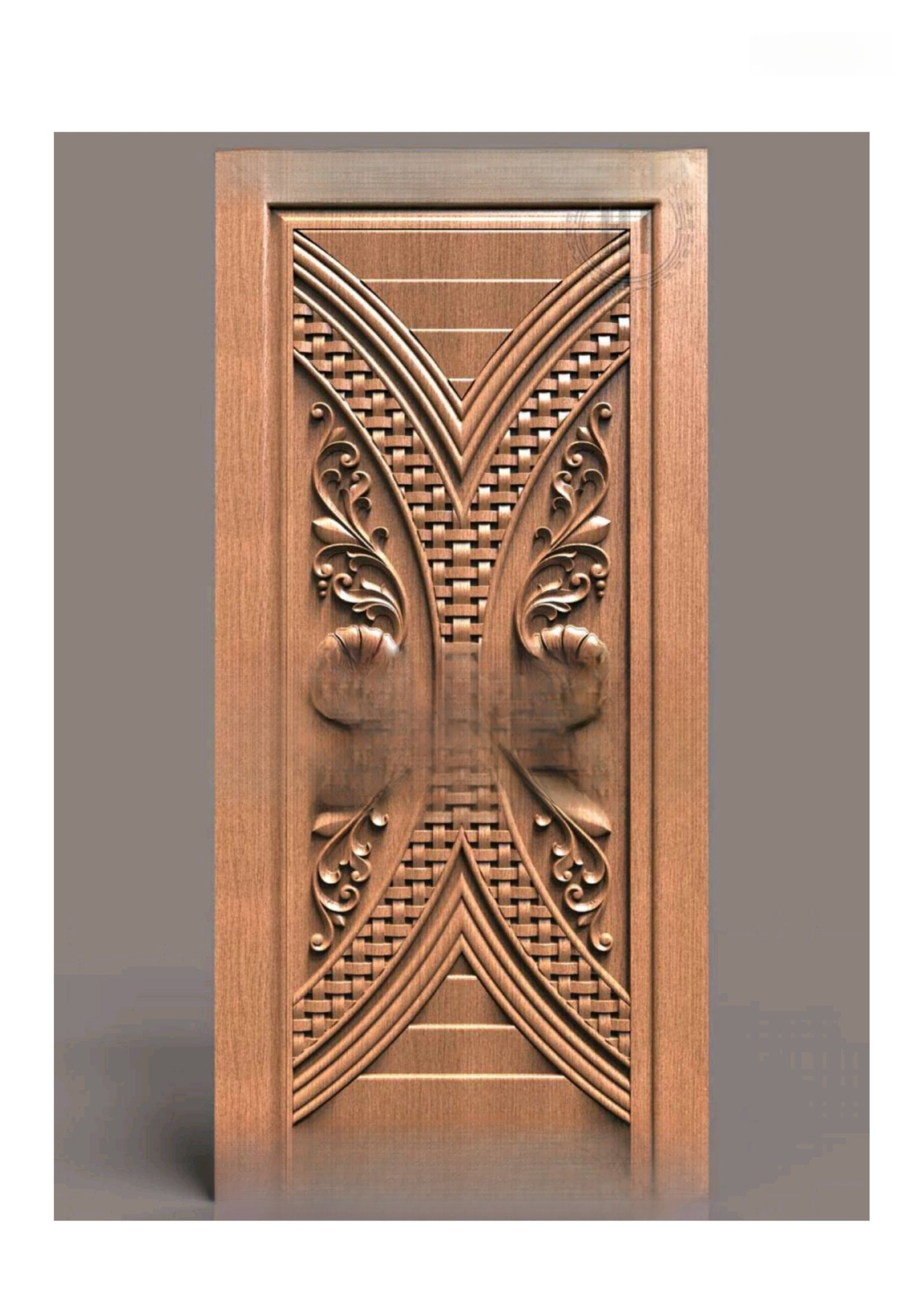 GSK HT - PAGE-15 Modern Geometric Floral Carved Wooden Door 3D Model